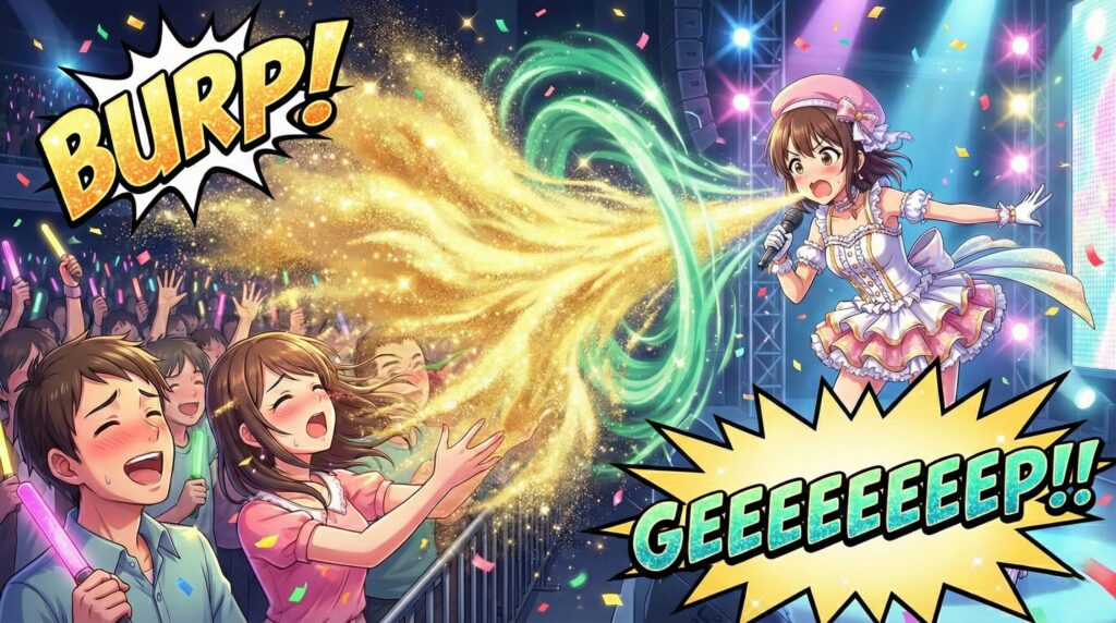 カナッペが大きなゲップをする様子