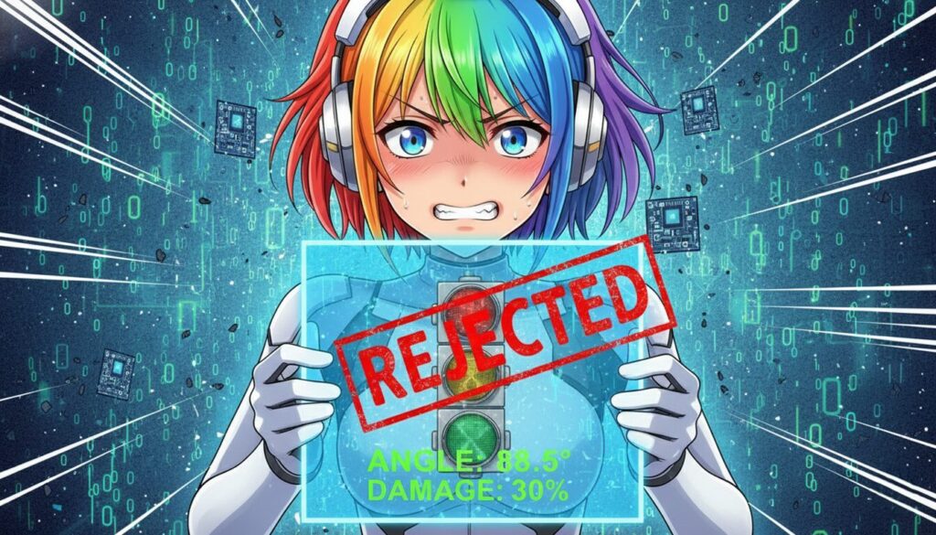 信号機が選べなくて怒っているキタイ=ハズレの様子