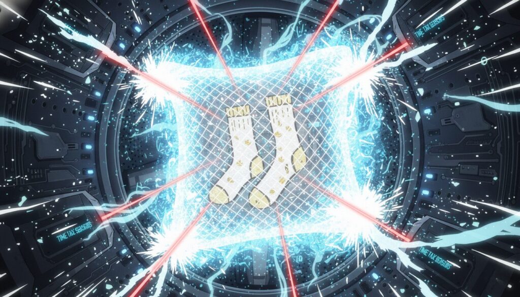 洗濯ネットが靴下を守っている様子