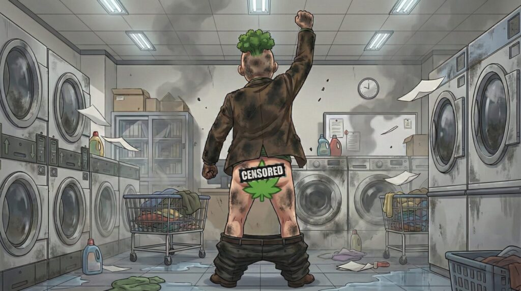 勢いよく立ち上がったのにパンツがずり落ちたパセリ端之助