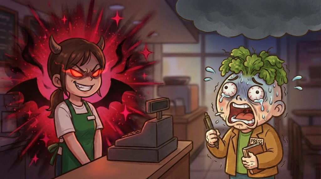 パセリ端之助がパニックになる様子